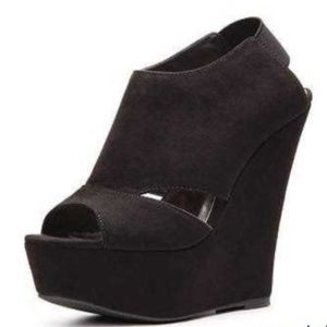 Madden Girl Black Suede Wedges